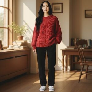 Alpaca Blend Rust Color Sweater Outstanding Made in Italy 🇮🇹